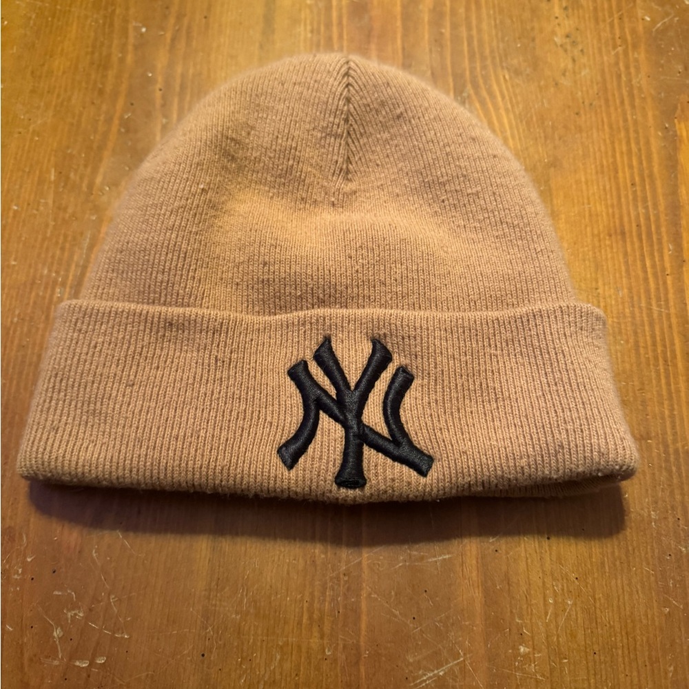 Tan Beanie with Black Logo